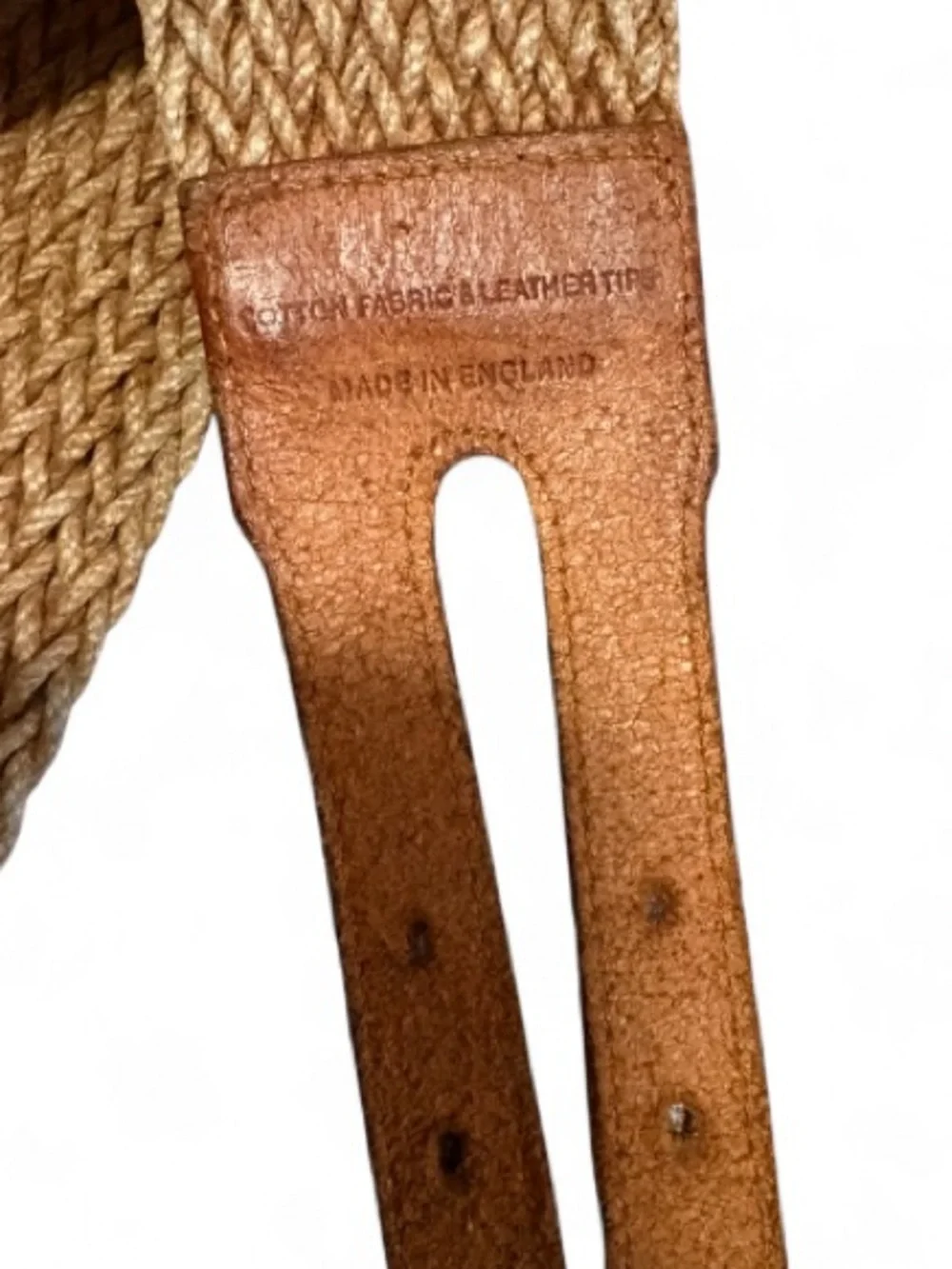Vintage Banana Republic Woven Cotton and Leather Belt w/Double Brass Buckles